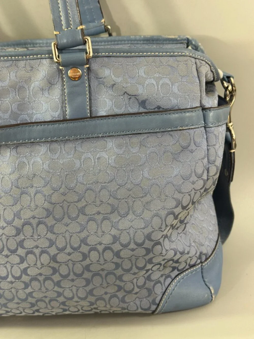 Authentic Coach CC signature Canvas with Leather Diaper Bag